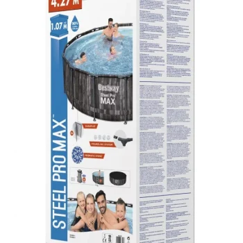 Bazen Steel Pro Max Frame 427x107 Cm, Imitacija Drva, 14 Ft, Bestway 5 U 1 + Pumpa + Ljestve 11