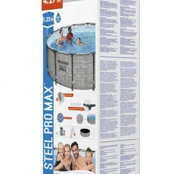 Bazen Steel Pro Max Frame 427x122, Imitacija Kamena, 14 Stopa, Bestway 5 U 1 + Pribor 9