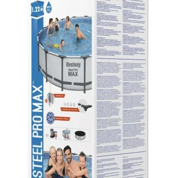 Bazen Steel Pro Max Frame 488x122 Sivi, 16 Stopa, Bestway 5 U 1 + Ljestve + Pokrov 8