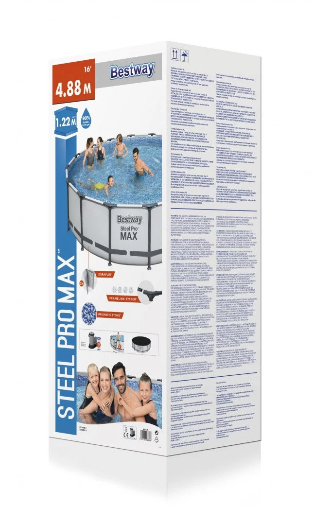 Bazen Steel Pro Max Frame 488x122 Sivi, 16 Stopa, Bestway 5 U 1 + Ljestve + Pokrov 8