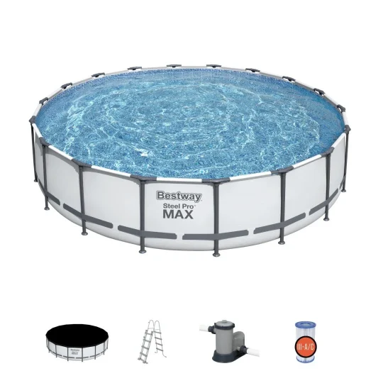 Bazen Steel Pro Max Frame 549x122 Sivi, 18ft Bestway 5u1 + Pumpa + Pokrov + Ljestve 1