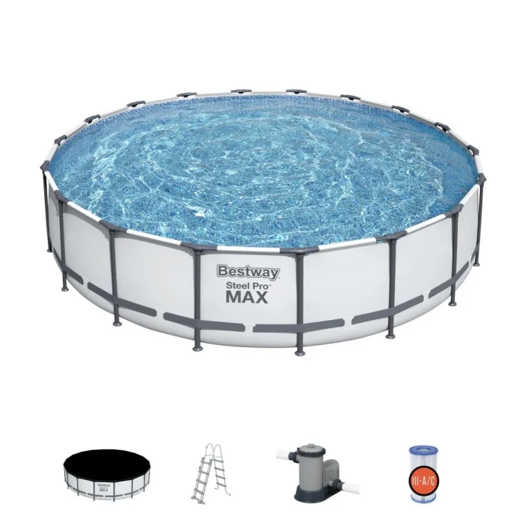 Bazen Steel Pro Max Frame 549x122 Sivi, 18ft Bestway 5u1 + Pumpa + Pokrov + Ljestve 1
