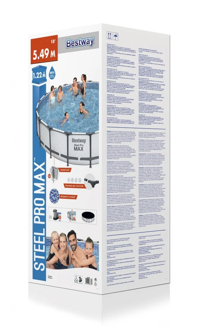 Bazen Steel Pro Max Frame 549x122 Sivi, 18ft Bestway 5u1 + Pumpa + Pokrov + Ljestve 7