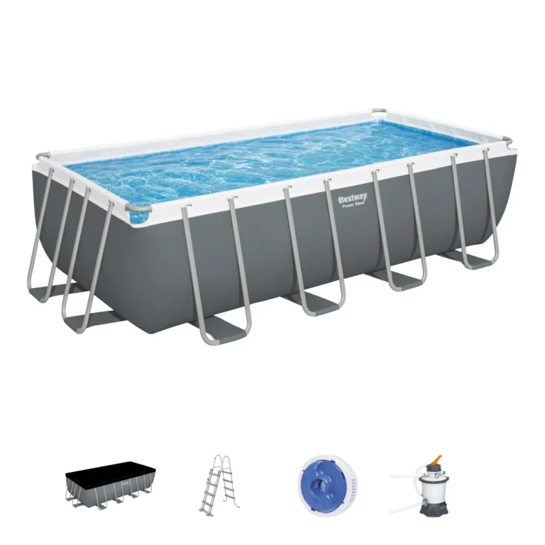 Bazen S čeličnim Okvirom Power 488x244x122 16x8ft Bestway 6u1 + Pumpa Za Pijesak 1