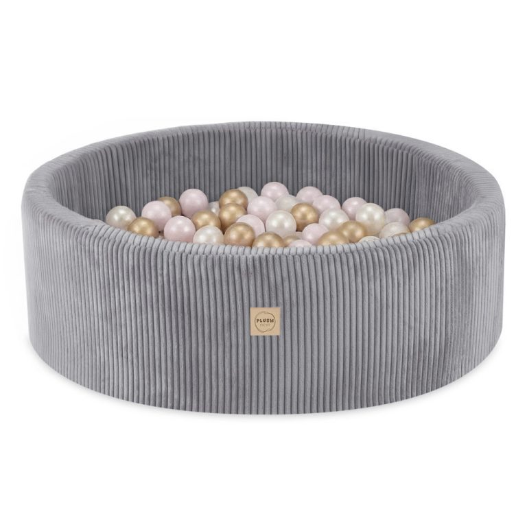 Bazen S Lopticama Plush Nest, Sivi, Okrugli, Vrhunski Kord, 90x30, 200 Loptica: Biserna, Svijetlo Ružičasta, Zlatna 1