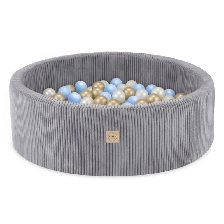 Bazen S Lopticama Plush Nest, Sivi, Okrugli, Vrhunski Kord, 90x30, 200 Loptica: Biserna, Svijetloplava, Zlatna 1