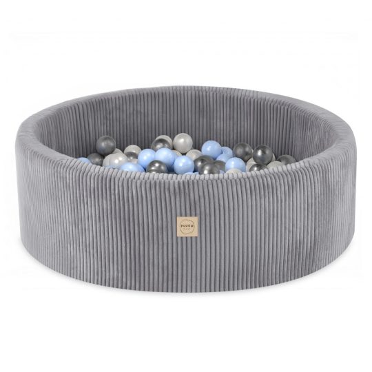 Bazen S Lopticama Plush Nest, Svijetlosiva, Okrugla, Korduroja, 90x30, 200 Loptica: Biserna, Svijetloplava, Srebrna 1