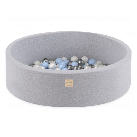 Bazen S Lopticama Plush Nest, Svijetlosiva, Okrugla, Pamučna, 90x30, 200 Loptica: Svijetloplava, Srebrna, Biserna 1