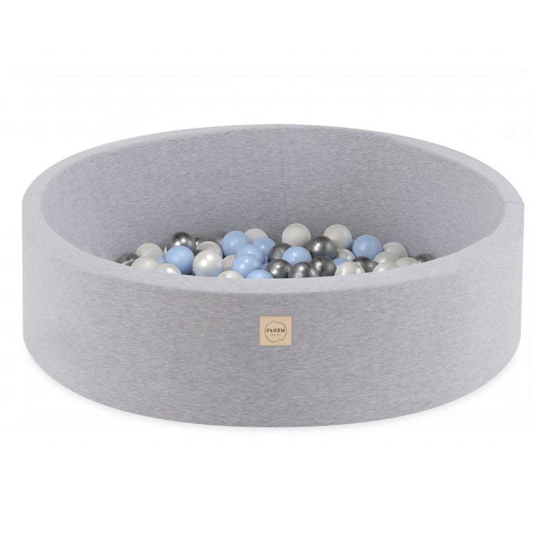 Bazen S Lopticama Plush Nest, Svijetlosiva, Okrugla, Pamučna, 90x30, 200 Loptica: Svijetloplava, Srebrna, Biserna 1