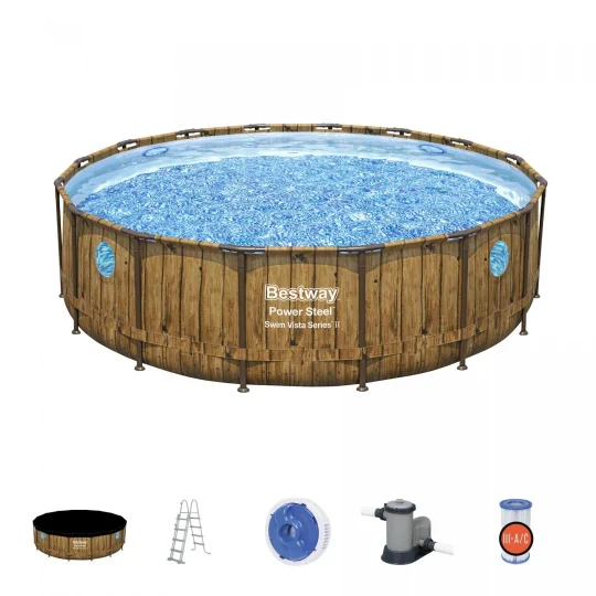 Bazen S Okruglim Okvirom Power Steel Swim Vista Serije 488x122, 16 Stopa, Bestway 7 U 1 1