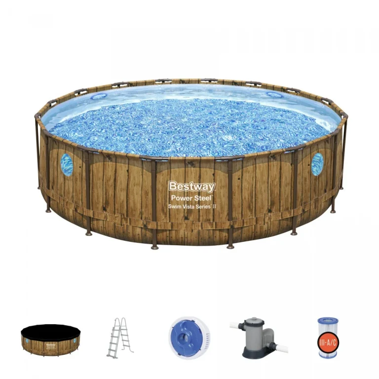 Bazen S Okruglim Okvirom Power Steel Swim Vista Serije 488x122, 16 Stopa, Bestway 7 U 1 1