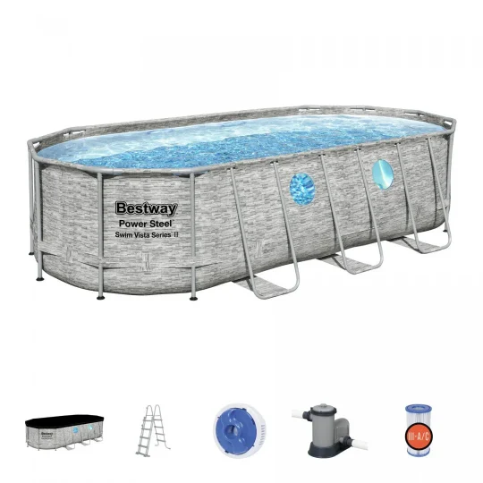 Bazen S Okvirom Power Steel Swim Vista S Prozorom 549x274x122 18x9ft Bestway 7u1 1