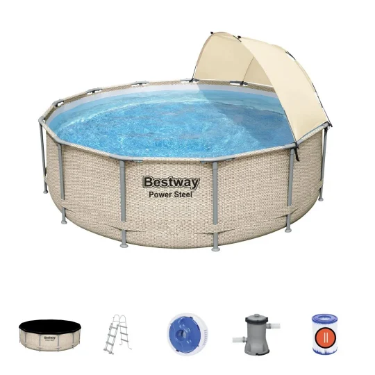 Bazen S Okvirom I Krovom Od čelika Bestway 396x107cm 13ft 1