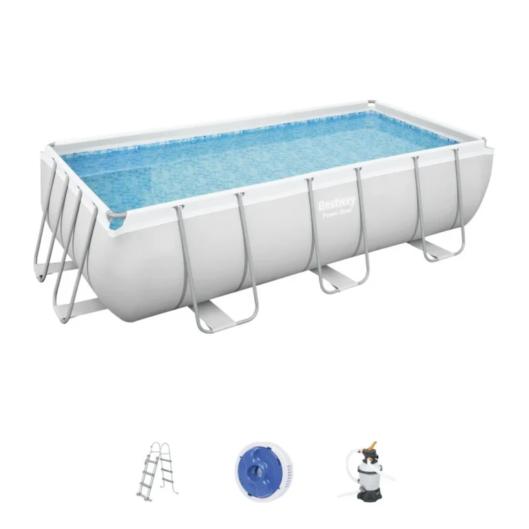 Bazen S Okvirom Od čelika Power Steel 404x201x100, Sivi, 13x6 Stopa, Bestway 6 U 1 + Pumpa Za 1
