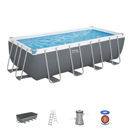 Bazen S Okvirom Od čelika Power Steel 488x244x122 Sivi 16x8 Stopa Bestway 6u1 1