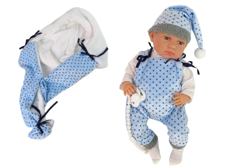 Beba Lutka 46 Cm Plava Dekica Sa Zvijezdama 3