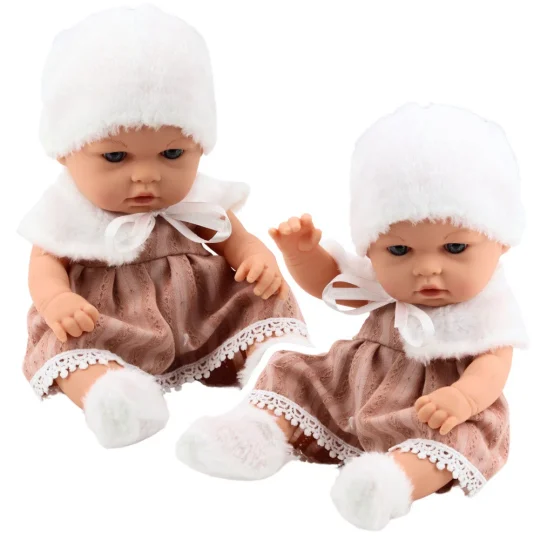 Beba Lutka U Bež Haljini S Ovratnikom I šeširom, 29 Cm 1