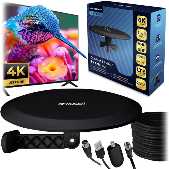 Berdsen Bd 955 Unutarnja/vanjska Tv Antena Ultra Hd 4k Crna 1