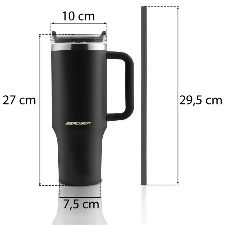 Berdsen Vakuumska Termos šalica Sa Setom Slamki 1180 Ml Crna 14