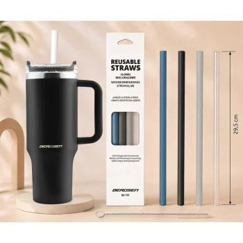 Berdsen Vakuumska Termos šalica Sa Setom Slamki 1180 Ml Crna 15