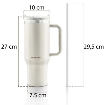 Berdsen Vakuumska Termos šalica Sa Setom Slamki 1180 Ml Krem 14