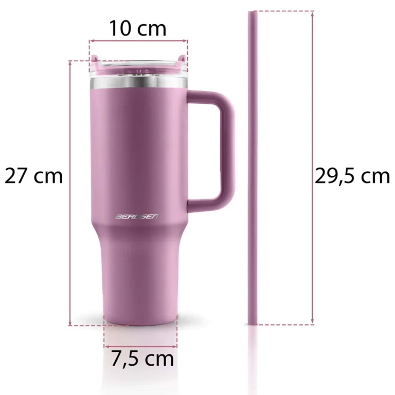 Berdsen Vakuumska Termos šalica Sa Setom Slamki 1180 Ml Roza 12