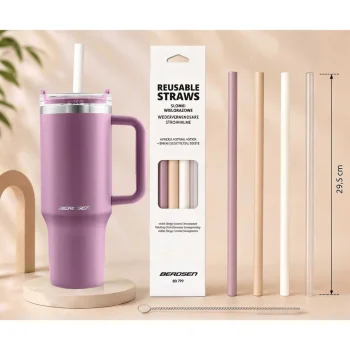 Berdsen Vakuumska Termos šalica Sa Setom Slamki 1180 Ml Roza 14