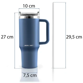 Berdsen Vakuumska Termos šalica Sa Setom Slamki 1180 Ml Tamnoplava 14