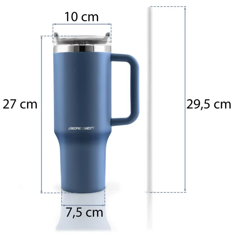 Berdsen Vakuumska Termos šalica Sa Setom Slamki 1180 Ml Tamnoplava 14