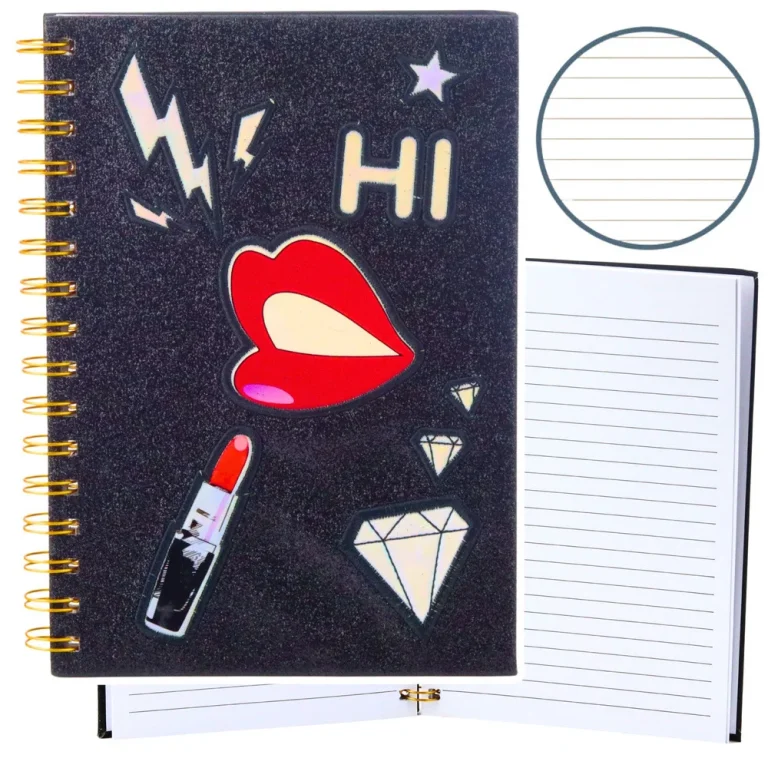 Bilježnica S Crtama, Ruž Za Usne, Crni šljokice, A5 80 Listova 1