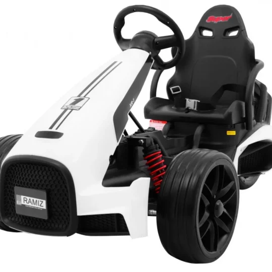 Bolid Xr 1 Dječji Go Kart Na Baterije, Bijeli + Podesivi Volan + Konturirano Sjedalo, Bijela 1