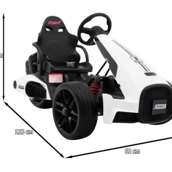 Bolid Xr 1 Dječji Go Kart Na Baterije, Bijeli + Podesivi Volan + Konturirano Sjedalo, Bijela 2