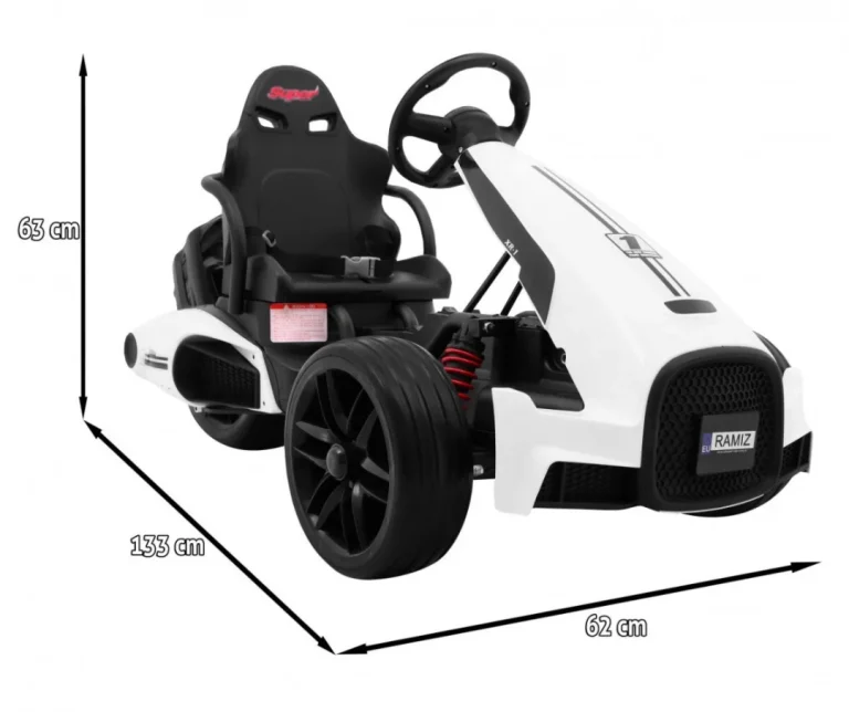 Bolid Xr 1 Dječji Go Kart Na Baterije, Bijeli + Podesivi Volan + Konturirano Sjedalo, Bijela 2