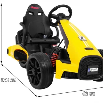 Bolid Xr 1 Dječji Go Kart Na Baterije, žuti + Podesivi Volan + Konturirano Sjedalo, žuta 2
