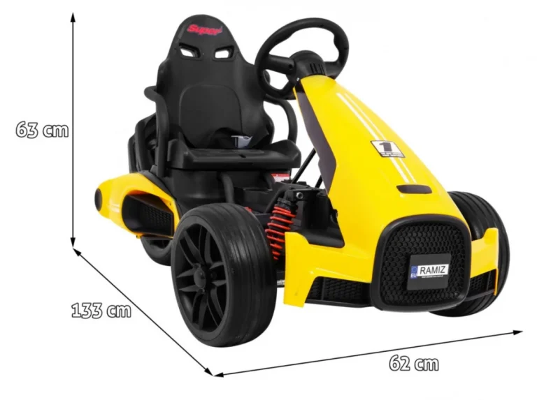 Bolid Xr 1 Dječji Go Kart Na Baterije, žuti + Podesivi Volan + Konturirano Sjedalo, žuta 2