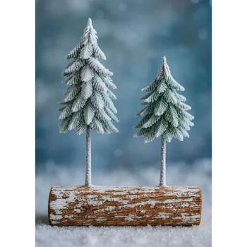 Božićna Kompozicija Ukras Za Drvce Na Deblu Prekrivenom Snijegom 34 X 28 Cm 2