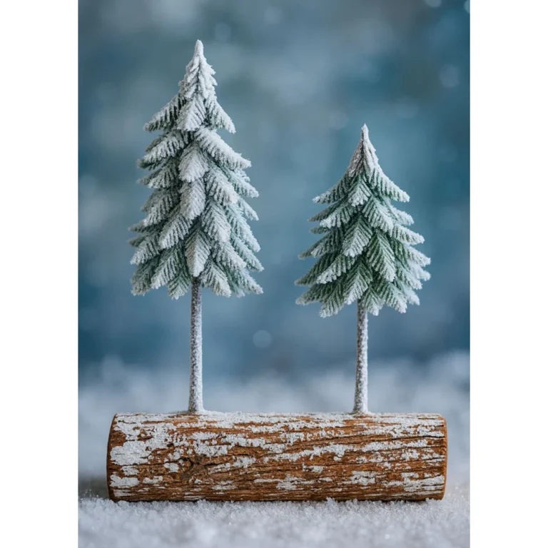 Božićna Kompozicija Ukras Za Drvce Na Deblu Prekrivenom Snijegom 34 X 28 Cm 2
