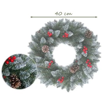 Božićni Ukras 40 Cm Plonos 4838, Borovim češerima I Jarebikom 3
