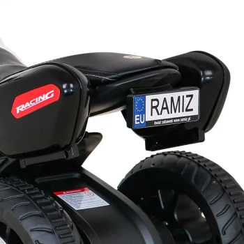 Brzi Turistički Motocikl Na Baterije Za Djecu, Bijeli + Audio + Svjetla + Eko Koža, Bijela Motor Na Akumulator 12