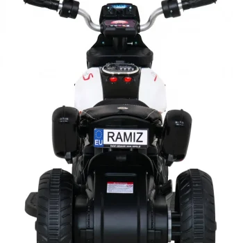 Brzi Turistički Motocikl Na Baterije Za Djecu, Bijeli + Audio + Svjetla + Eko Koža, Bijela Motor Na Akumulator 6