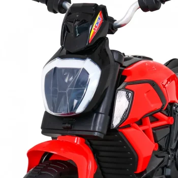 Brzi Turistički Motocikl Na Baterije Za Djecu, Crveni + Audio + Svjetla + Eko Koža, Crvena Motor Na Akumulator 10