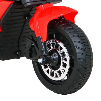 Brzi Turistički Motocikl Na Baterije Za Djecu, Crveni + Audio + Svjetla + Eko Koža, Crvena Motor Na Akumulator 12