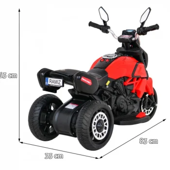 Brzi Turistički Motocikl Na Baterije Za Djecu, Crveni + Audio + Svjetla + Eko Koža, Crvena Motor Na Akumulator 2