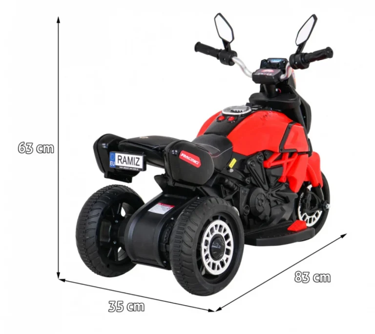 Brzi Turistički Motocikl Na Baterije Za Djecu, Crveni + Audio + Svjetla + Eko Koža, Crvena Motor Na Akumulator 2