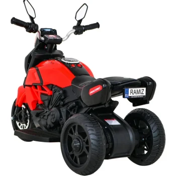 Brzi Turistički Motocikl Na Baterije Za Djecu, Crveni + Audio + Svjetla + Eko Koža, Crvena Motor Na Akumulator 5