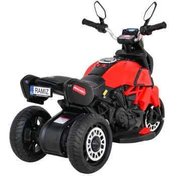 Brzi Turistički Motocikl Na Baterije Za Djecu, Crveni + Audio + Svjetla + Eko Koža, Crvena Motor Na Akumulator 8