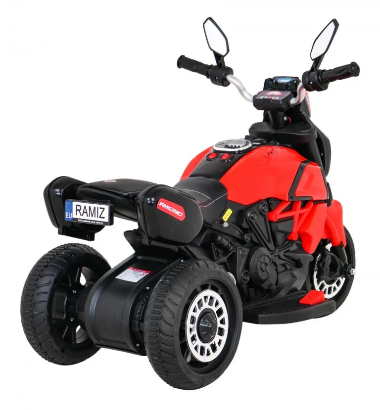 Brzi Turistički Motocikl Na Baterije Za Djecu, Crveni + Audio + Svjetla + Eko Koža, Crvena Motor Na Akumulator 8