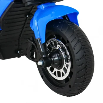 Brzi Turistički Motocikl Na Baterije Za Djecu, Plavi + Audio + Svjetla + Eko Koža, Plava Motor Na Akumulator 11