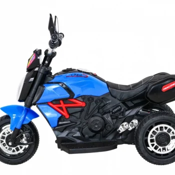 Brzi Turistički Motocikl Na Baterije Za Djecu, Plavi + Audio + Svjetla + Eko Koža, Plava Motor Na Akumulator 4
