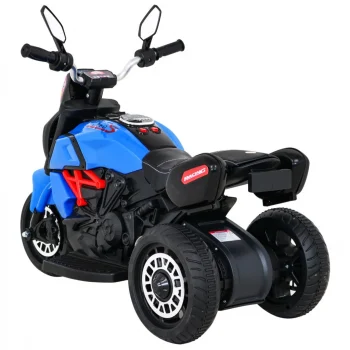 Brzi Turistički Motocikl Na Baterije Za Djecu, Plavi + Audio + Svjetla + Eko Koža, Plava Motor Na Akumulator 5